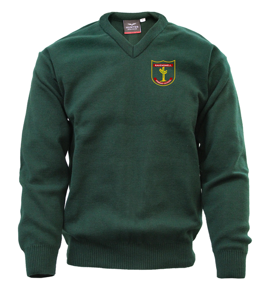 Bottle Green V neck Jumper Ravenswell